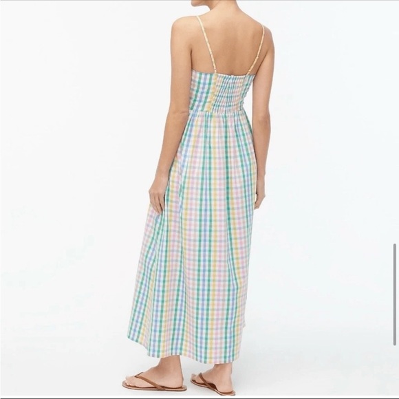 J CREW V-neck gingham plaid colorful dress - Picture 3 of 10